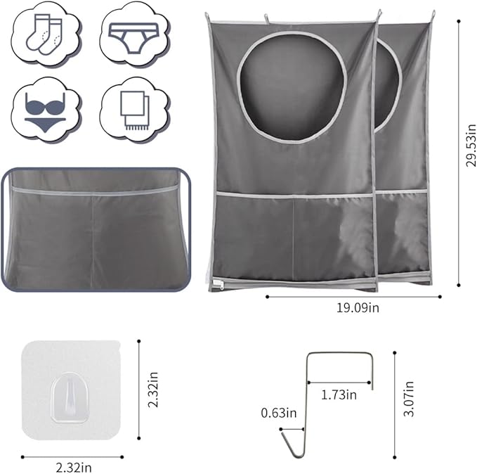 Hanging Laundry Hamper, Over The Door Laundry Hamper, Hanging Laundry Bag - Image 7