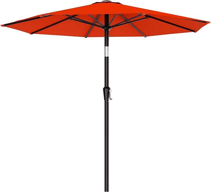 AreShark 9 FT Patio Umbrella for Outdoor, Outdoor Umbrella with Push Button Tilt and Crank, Outdoor Patio Umbrellas with 8 Sturdy Ribs for Market, Garden, Deck, Backyard, Pool (Orange) by Unknown