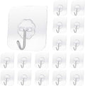20 Pack Transparent Adhesive Hooks 30 lb, Waterproof and Oilproof Reusable by Unknown
