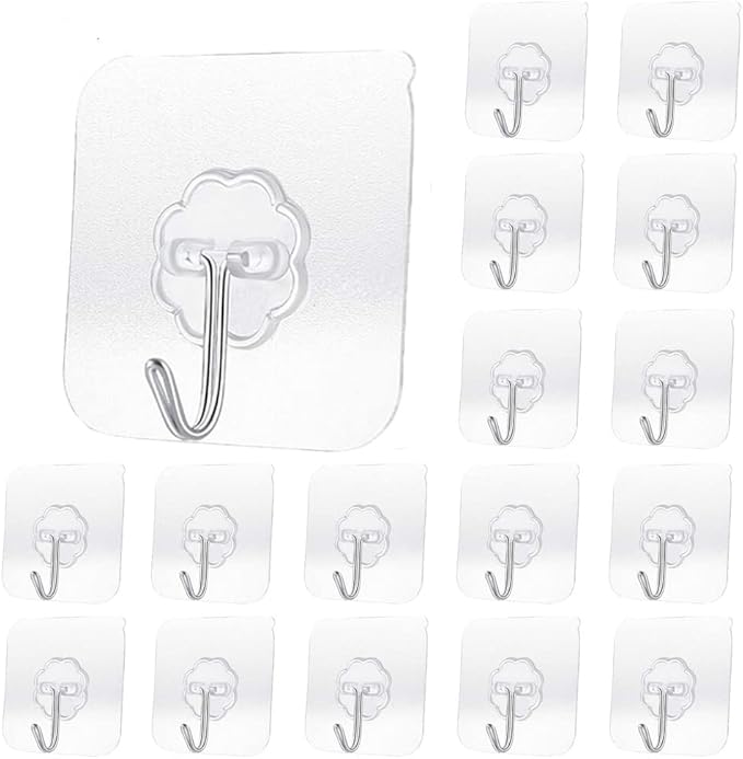 20 Pack Transparent Adhesive Hooks 30 lb, Waterproof and Oilproof Reusable by Unknown