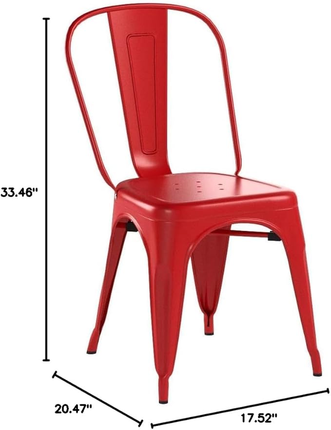 FDW Metal Dining Chairs Set of 4 Indoor Outdoor Chairs Patio Chairs Kitchen Metal Chairs 18 Inch Seat Height Restaurant Stackable Chair Tolix Side 330LBS Weight Capacity - Image 3