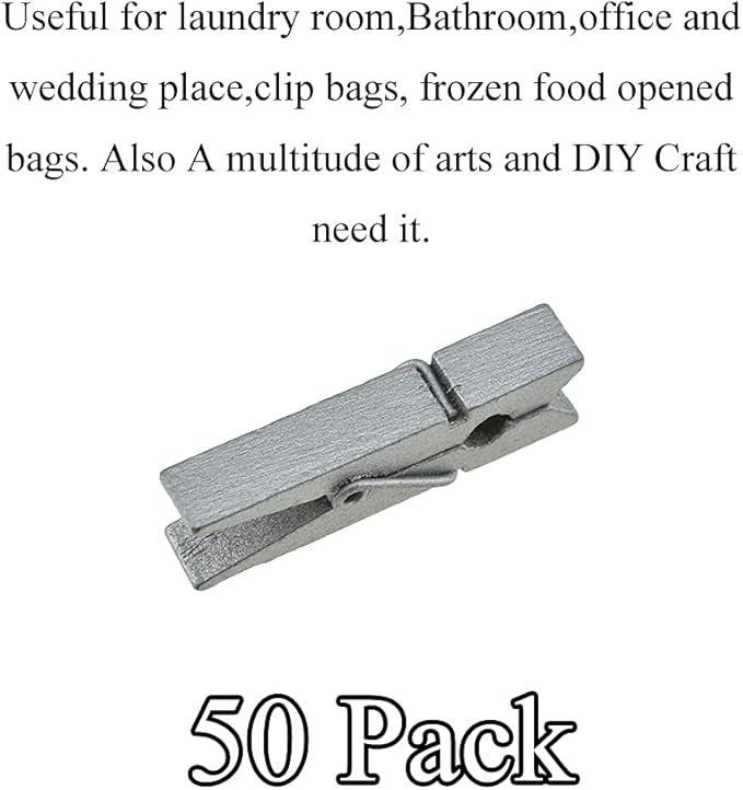 HAHIYO Silver Wooden Clothes Pins Clothespins Small Do NOT Fall Apart 1.38 - Image 5