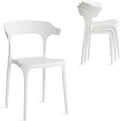 Modern Stackable Dining Chair Set, No Assembly, Plastic Chair, Patio Chair, Suitable for Indoor and Outdoor Cafes and Restaurants, Set of 4 (Cloud White) by XDECO