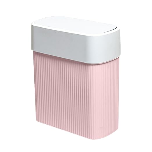 Bathroom Trash Can with Lid, 12L Small Plastic Garbage Can by ABEETE