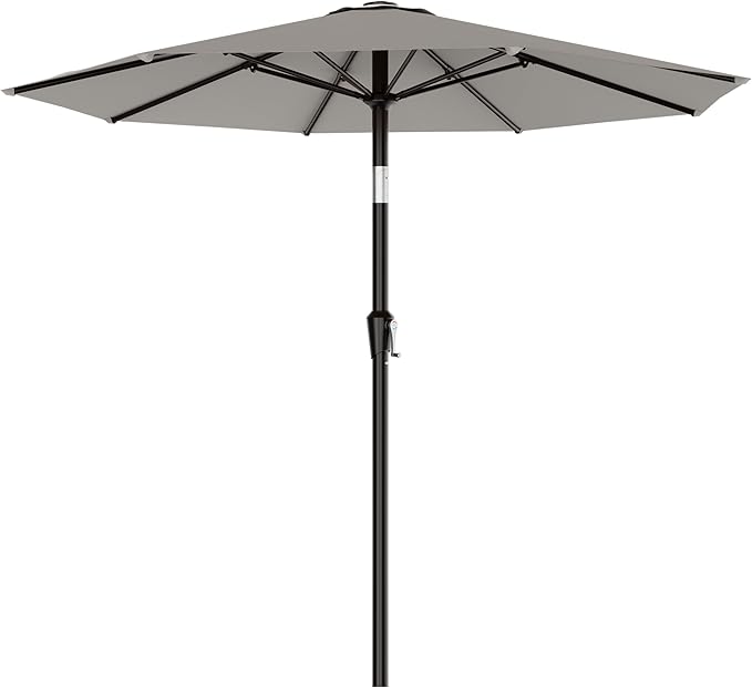 AreShark 9 FT Patio Umbrella for Outdoor, Outdoor Table Umbrella with Push Button Tilt and Crank, Outdoor Patio Umbrellas with 8 Sturdy Ribs for Market, Garden, Pool (Light Gray) by Unknown