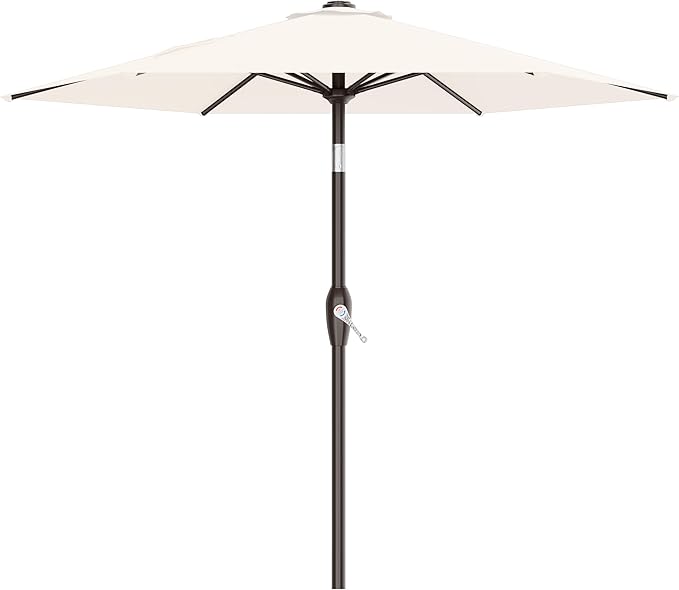 AreShark 7.5FT Patio Umbrella Table Market Umbrella with 6 Sturdy Ribs, Button Tilt/Crank, Heavy-Duty Outdoor Umbrellas for Pool, Deck, Garden and Backyard, Cream White by Unknown