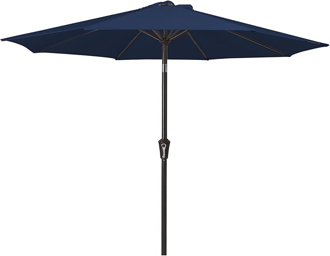 MEWAY 9ft Patio Umbrella Outdoor Table Umbrellas with Push Button Tilt and Crank, Market Umbrella 8 Sturdy Ribs for Deck, Garden, Pool and Backyard, Dark Blue by MEWAY