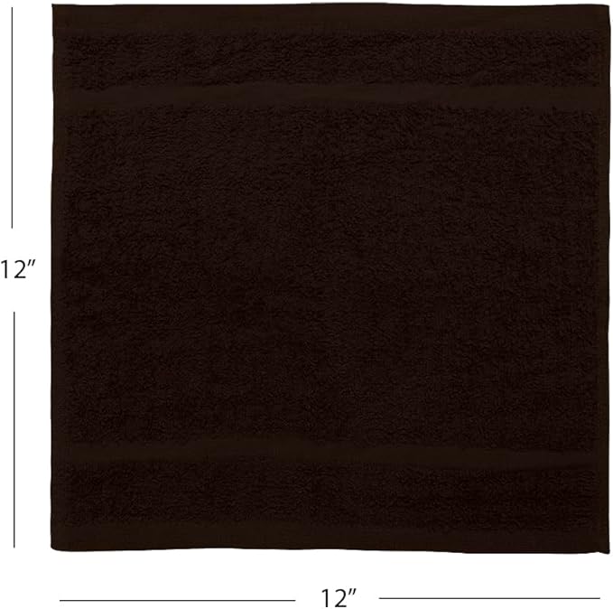 Avalon Towels Cotton Washcloths 24-Pack – 12 x 12 Inch Brown Super Soft & - Image 8