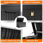 230 Gallon Resin Deck Box, Lockable Patio Outdoor Storage Box for Furniture, Garden Tools and Tools Storage, Waterproof Outside Storage Boxes - Black - Image 2