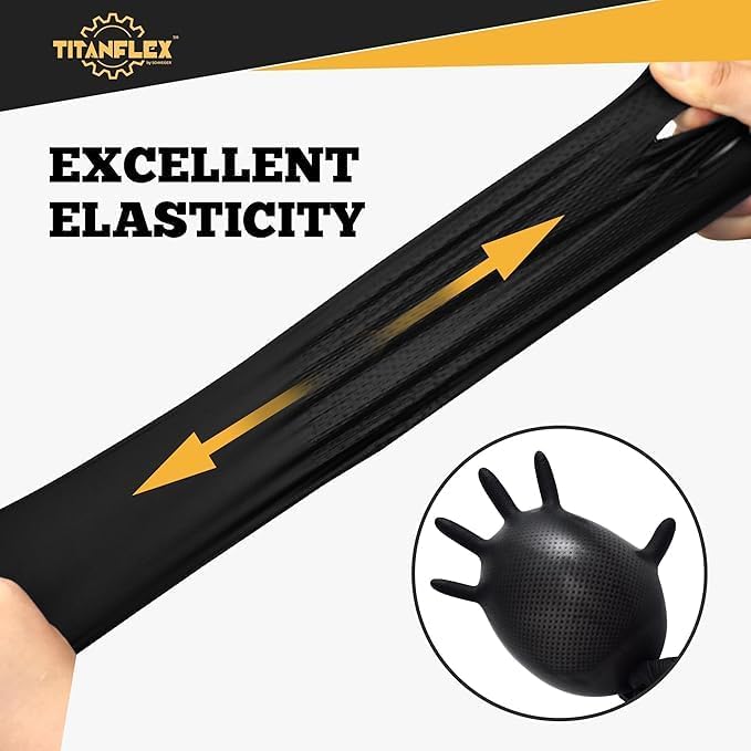 TitanFlex Heavy Duty Black Industrial Nitrile Gloves - Image 3