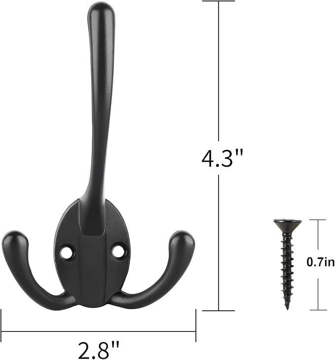IBosins 18 Pack Big Heavy Duty Three Prongs Coat Hooks Wall Mounted - Image 2