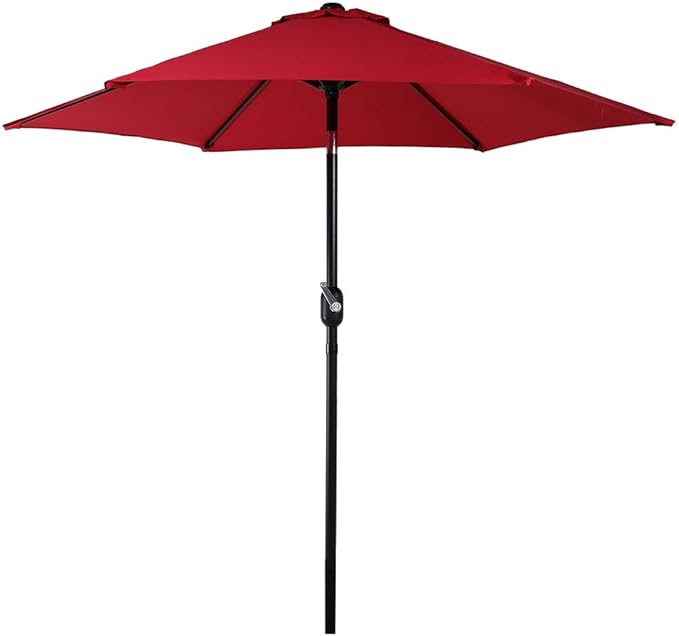 Sunnydaze Outdoor Patio Umbrella - Polyester Table Market Umbrella with Push-Button Tilt and Crank - 6 Sturdy Ribs - Red - 7.5ft - Image 10