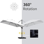 PURPLE LEAF 9' X 11.5' Patio Umbrella with Base Outdoor Cantilever Rectangle Umbrella Offset Umbrella with 360-degree Rotation for Garden Deck Pool Patio White - Image 7