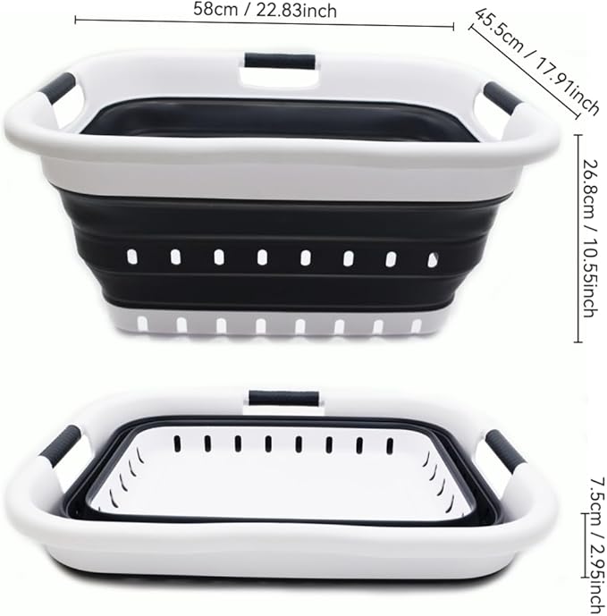 SAMMART 41L Collapsible 3 Handled Plastic Laundry Basket - Image 2