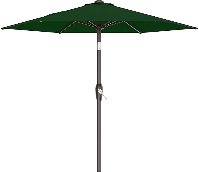 AreShark 7.5FT Patio Umbrella Table Market Umbrella with 6 Sturdy Ribs, Button Tilt/Crank, Heavy-Duty Outdoor Umbrellas for Pool, Deck, Garden and Backyard, Dark Green by Unknown