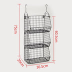 3 Tier Hanging Foldable Wire Baskets Closet Organizer Clothes Shelves - Image 3