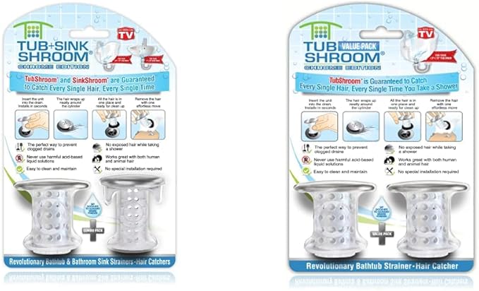 TubShroom and SinkShroom Drain Protectors Hair Catchers by TubShroom
