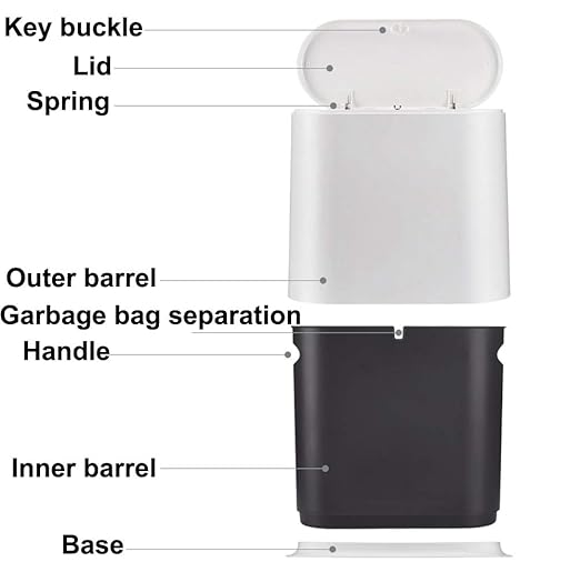 Sooyee 10 Liter Rectangular Plastic Trash Can Wastebasket - Image 7