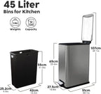 12 Gallon Slim Trash Can Kitchen, Stainless Steel Large Trash Can - Image 8
