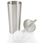 mDesign Metal Freestanding Slim Toilet Bowl Brush and Holder + Rectangle Narrow - Image 8