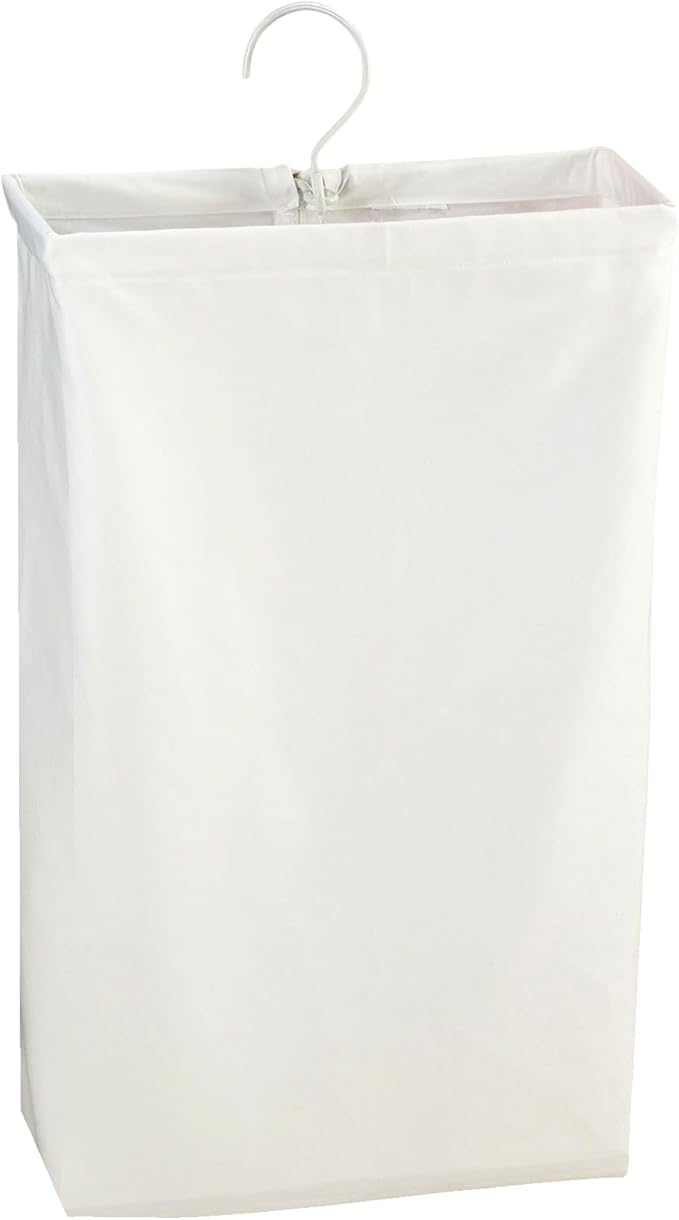 Household Essentials 148 Hanging Cotton Canvas Laundry Hamper Bag | White by HouseholdEssentials