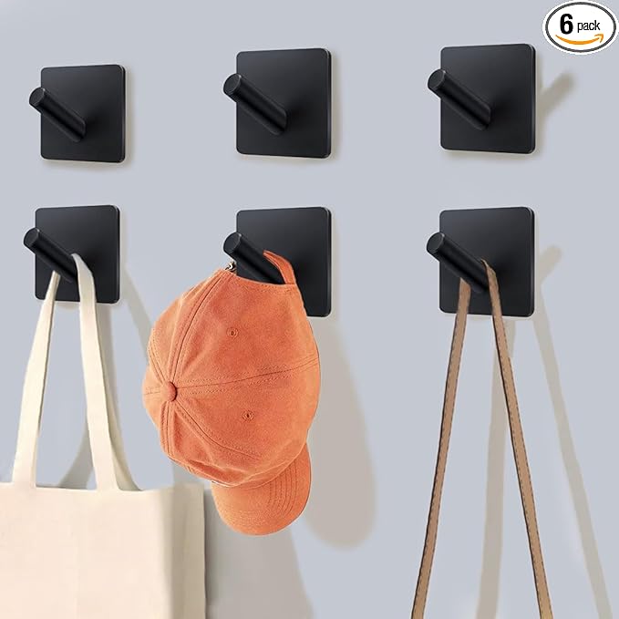 Adhesive Towel Hooks 6 Pack, Bath Towel Hooks, Adhesive Wall Hooks by EDMILE