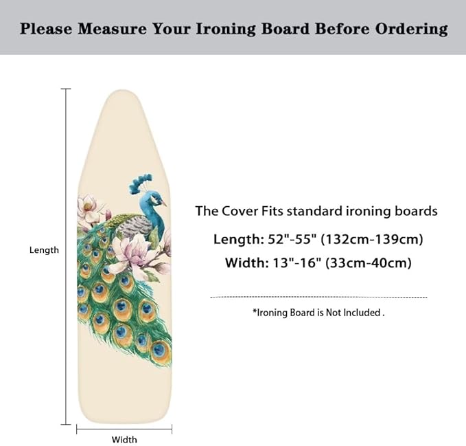 Durable Iron Board Cover Non Stick Scorch Easy-Fit Peacock Ironing Board Cover - Image 6