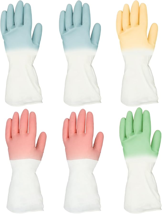 Rubber Dishwashing Gloves 6 Pairs, Rubber Cleaning Gloves by Unknown