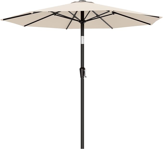 AreShark 9 FT Patio Umbrella for Outdoor, Outdoor Table Umbrella with Push Button Tilt and Crank, Outdoor Patio Umbrellas with 8 Sturdy Ribs for Market, Garden, Pool (Cream-white) by Unknown