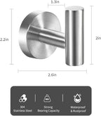 Vuzvuv 2-Pack Silver Brushed Nickel Towel Hooks, SUS304 Stainless Steel - Image 2