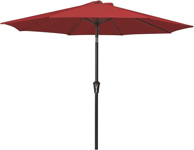 MEWAY 9ft Patio Umbrella Outdoor Table Umbrellas with Push Button Tilt and Crank, Market Umbrella 8 Sturdy Ribs for Deck, Garden, Pool and Backyard, Red by MEWAY
