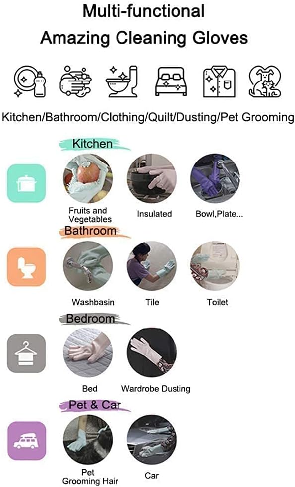 Silicone Dishwashing Gloves, Pet Grooming Rubber Scrubbing - Image 9