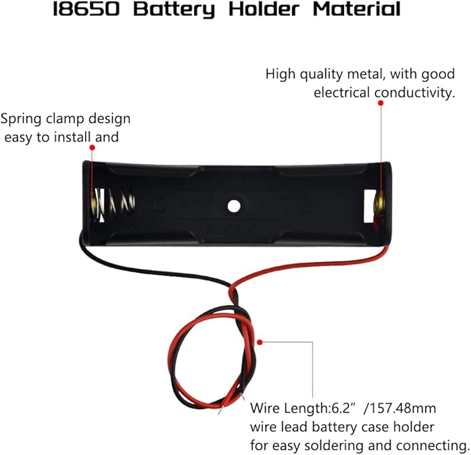 WMYCONGCONG 20 PCS 18650 Battery Holder Single 1x 3.7V 18650 Battery Holder - Image 4
