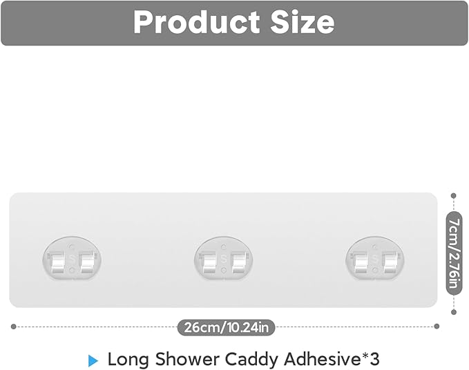 Lsnisni 3 Pack Shower Caddy Adhesive Replacement, Strong Adhesive Hooks - Image 2