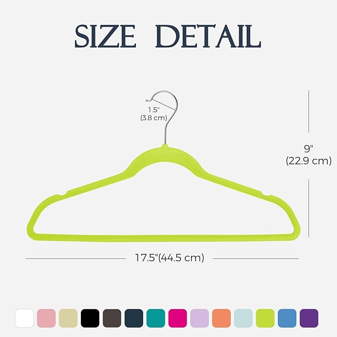 HOUSE DAY Vibrant Green Velvet Hangers 60 Pack, Non Slip Clothes Felt Hanger - Image 7
