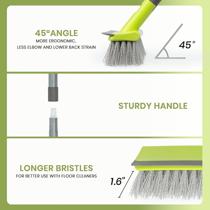 Floor Scrub Brush 2 in 1 Scrape and Stiff Bristle Deck Brush - Image 3