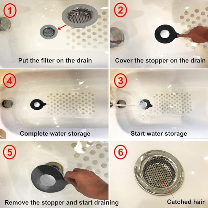 2PCS Bathtub Stopper Hair Catcher Kit, Bathtub Drain Strainer, Tub Stopper Plug - Image 5