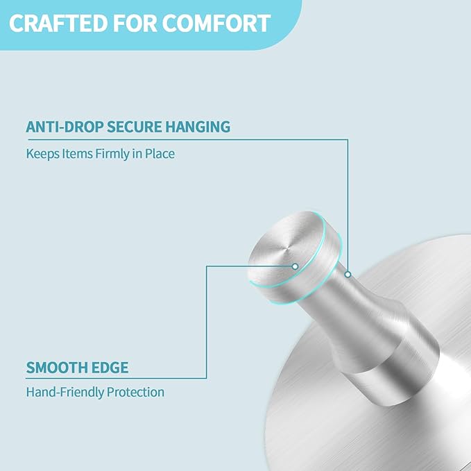 Adhesive Hooks for Walls No Damage 4 PCS, Heavy Duty Aluminum Strong Adhesive - Image 6