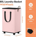 Laundry Basket with Wheels, Collapsible Laundry Baskets, Laundry Hamper with - Image 4