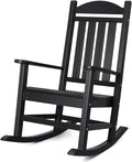 Devoko HDPE Rocking Chair Plastic Outdoor Indoor Patio Rocker Chair High Back All Weather Rocker for Patio Backyard Porch Garden (Black) by DEVOKO