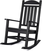 Devoko HDPE Rocking Chair Plastic Outdoor Indoor Patio Rocker Chair High Back All Weather Rocker for Patio Backyard Porch Garden (Black) by DEVOKO
