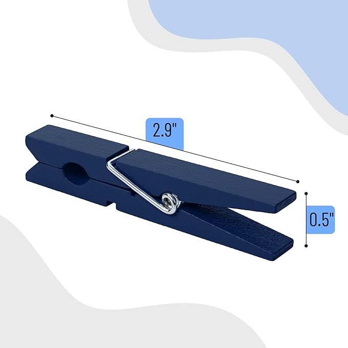 Mr. Pen- Wooden Clothes Pins, Natural Wood, 50 Pack, 2.9 Inch, Dark Blue - Image 3