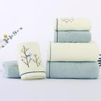 Pidada Hand Towels Set of 4 Embroidered Bird Tree Pattern 100% Cotton Absorbent - Image 4