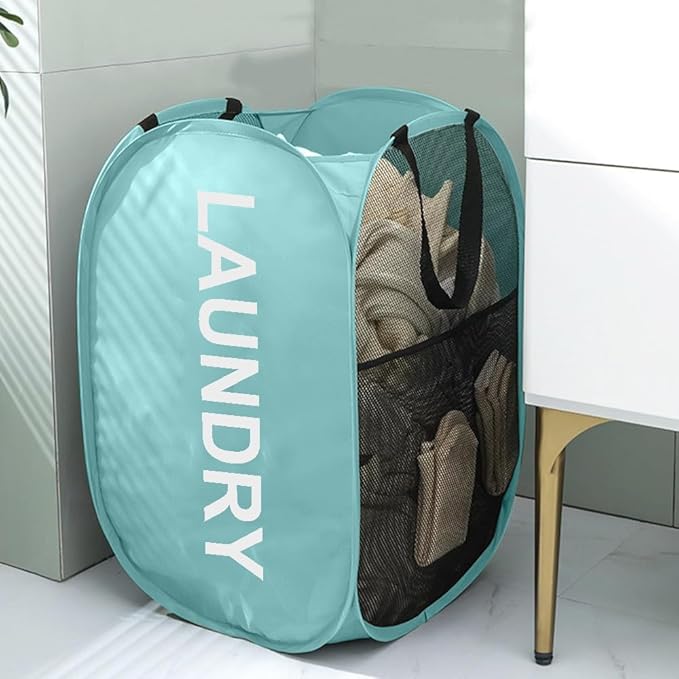 Larpur Pop Up Laundry Baskets, 2 Pack Mesh Laundry Hampers Collapsible Clothes - Image 6