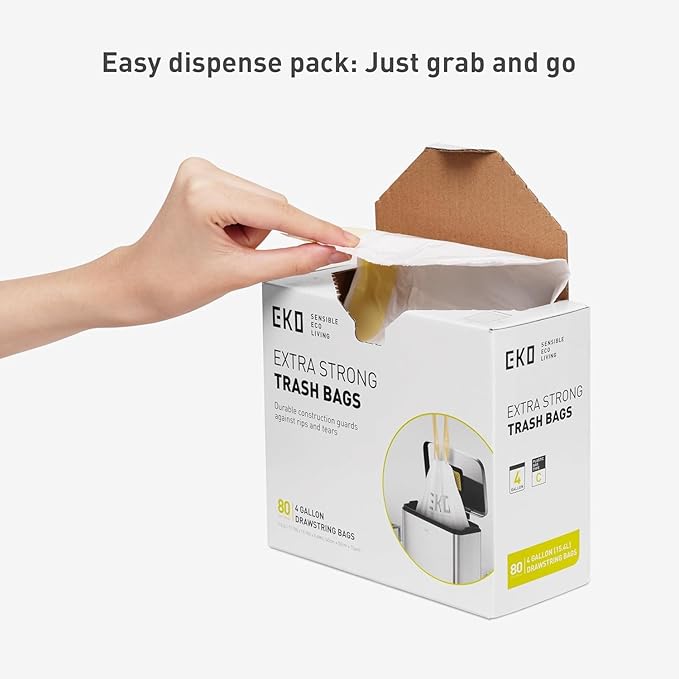 EKO 4 Gallon / 10-15 Liter, Extra-Strong Unscented Garbage Bags, Easy-Dispense - Image 2