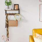 Wall Hooks with Shelf, Wood Coat Rack with Shelf Wall-Mounted, Entryway Hanging - Image 7