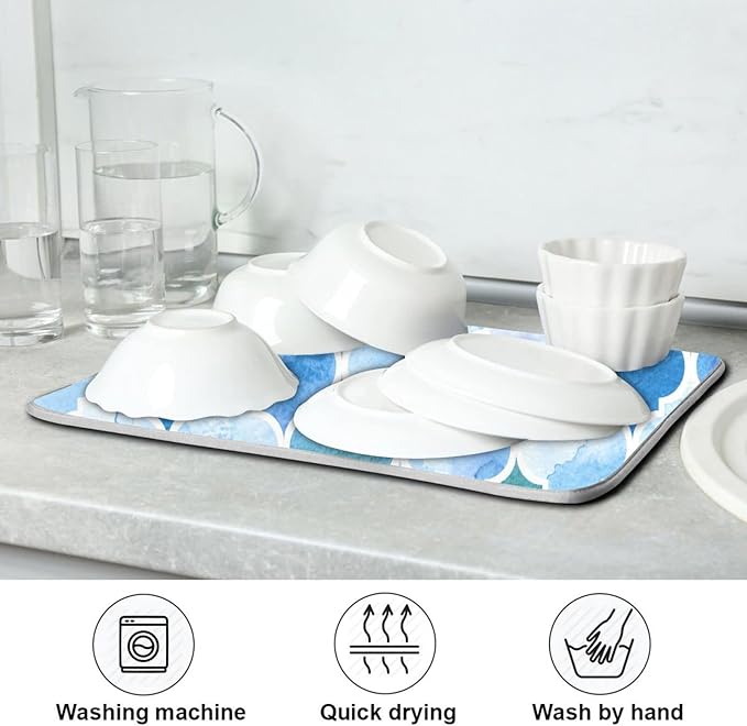 Super Absorbent Dish Drying Mat, Microfiber Fast-Drying Dish Mat, Kitchen Dish - Image 7