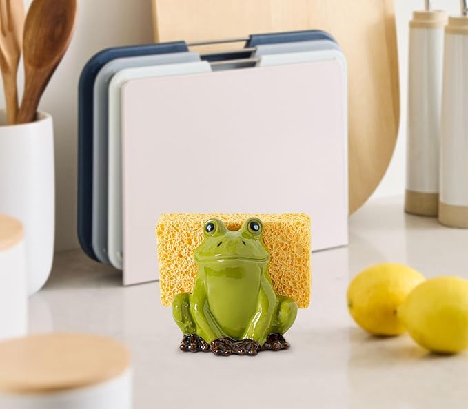 Frog Sponge Holder for Kitchen Sink Cute Kitchen Sponge Holder Ceramic Kitchen - Image 2