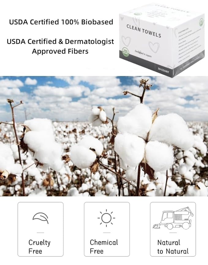 Disposable Face Towels, Biodegradable Facial Towels Clean Face Towels XL - Image 4