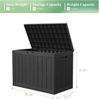 DRATO 45 Gallon Deck Box, Outdoor Storage Box for Patio Furniture, Patio Cushions, Gardening Tools, Pool Supplies 480lbs Weight Capacity,Waterproof Resin Storage Boxes（Black，45 Gallon） - Image 2